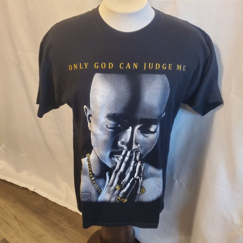 2Pac Only God Can Judge Me Vtg T Shirt Sz Large Mens Black 90s RAP HIP-HOP Music